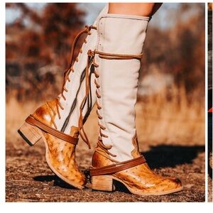 Stylish Tan and Cream Women's Boots